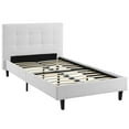 thumbnail image 3 of Modern Contemporary Urban Design Bedroom Twin Size Platform Bed Frame, Fabric, White, 3 of 5