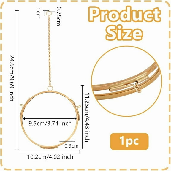 Wall Hanging Mini Photo Frames 3.7 Inch Double Glass Picture Frame with Chain Oblate Brass Frame DIY Vintage Artwork Display Frames for Pressed Flowers Pictures Home Wall