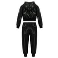 thumbnail image 2 of Doomiva Kids Boy Girl Jazz Hip Hop Dance Costume Shiny Metallic Top and Pants Suit Dancewear Black 8-10, 2 of 6
