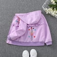 thumbnail image 3 of SGFCWSX Kids Hooded Jacket Girls Windproof Zip Up Lightweight Ruffle Fall Spring Outerwear Coat Purple Size 18-24 Months, 3 of 3