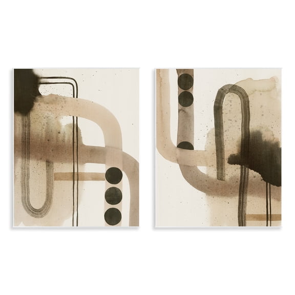 Stupell Industries Midcentury Curved Arches Abstract Painting Unframed Art Print Wall Art, 11 x 14, Set of 2