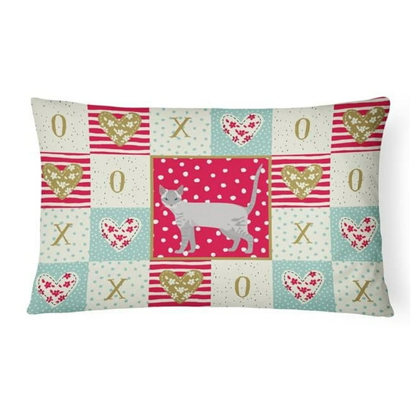 12 x 3 x 16 in. Ojos Azules Cat Love Canvas Fabric Decorative Pillow