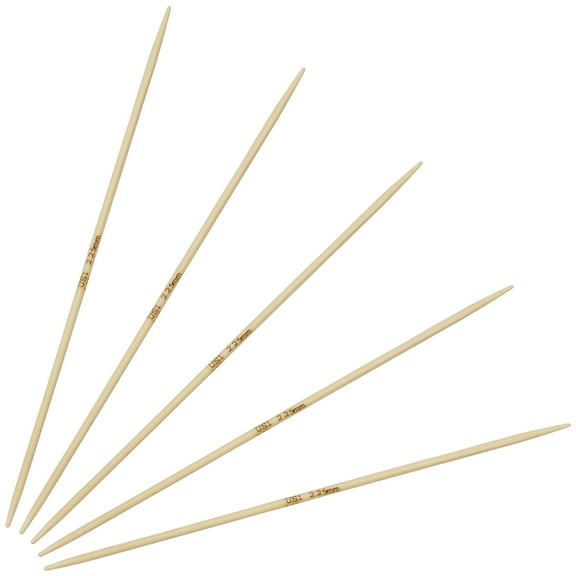 JubileeYarn 5" Double Point Bamboo Knitting Needles Set - 2.25mm - Natural