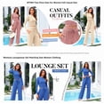thumbnail image 5 of BTFBM Casual 2 Piece Sets For Women Fall Outfits Ribbed Spring Long Sleeve Crop Top Wide Leg Pants Matching Lounge Set, 5 of 9