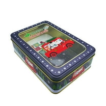 MOQIN Christmas Cookie Tins with Lids Large Cookie Boxes Metal Empty Tins Santa Tinplate Xmas Gift Box for Christmas Holiday Candies Treats Storage Container (7.3x5.1x2.2 inch)