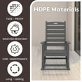 thumbnail image 4 of JUSTLET Outdoor Rocking Chair with Footboard, High Back HDPE Oversized Adirondack Slat Rocker for Patio, Garden, Lawn, Balcony, Gray, 4 of 9