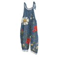 thumbnail image 2 of Iaqnaocc Overalls for Women Casual Boho Vintage Floral Printed Overalls for Women Loose Fit Sleeveless Wide Leg Spaghetti Strap Rompers Red M, 2 of 7