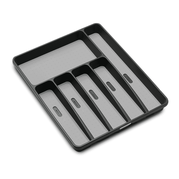 madesmart Classic Large Silverware Tray with Soft Grip Lining, Granite