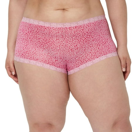 Maidenform® One Fab Fit® Microfiber Boyshort Underwear with Lace 40760 Color: Pink Animal Print Size: 6