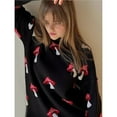 thumbnail image 4 of Mushroom Sweater Women Crewneck Long Sleeve Knit Sweater Loose Cute Graphic Pullover Sweater, 4 of 8