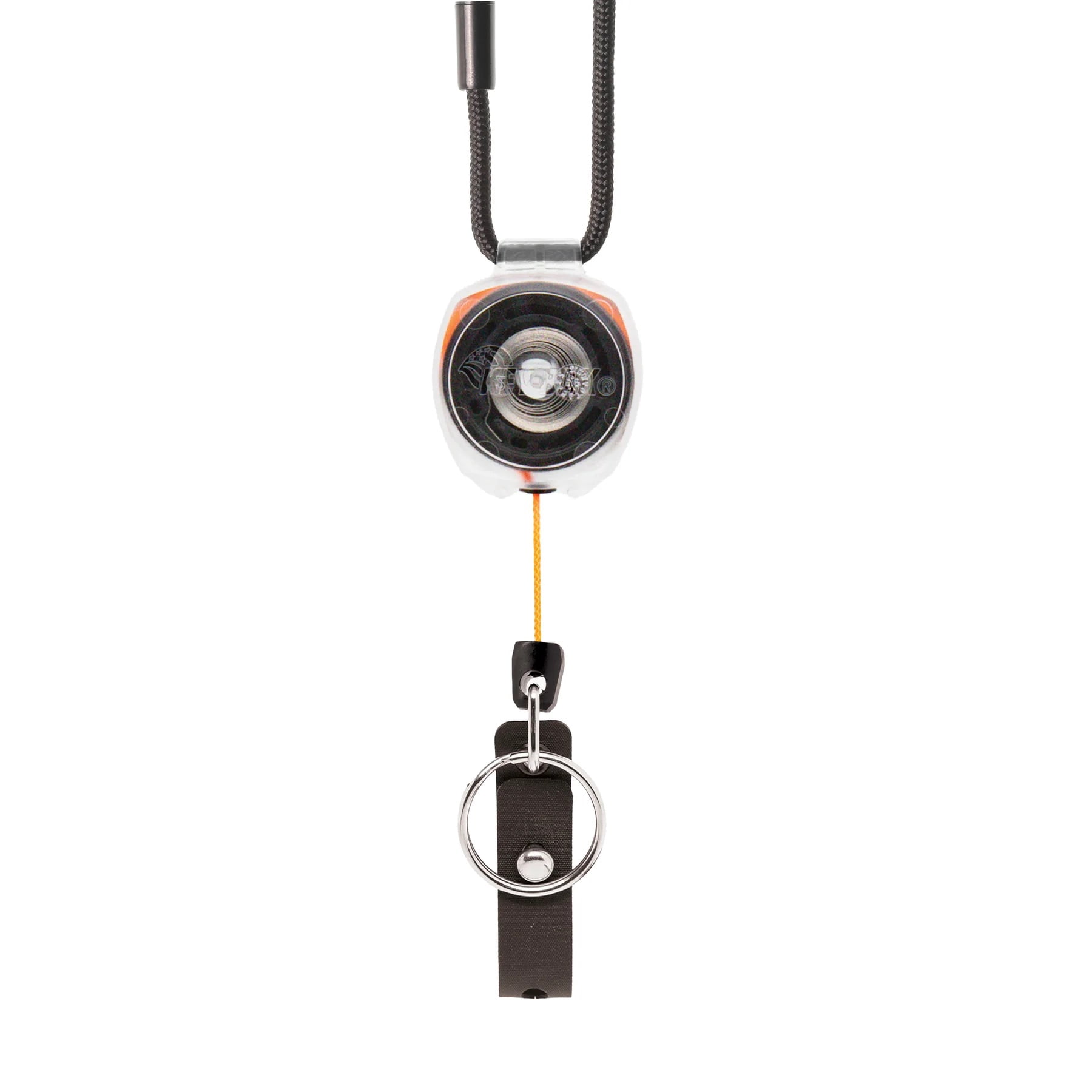 KEY-BAK Super Duty ID Badge Holder & Clear Sidekick Retractable Keychain with Lanyard- Orange
