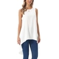 thumbnail image 4 of INSPIRE CHIC Women's High Low Tops Casual Sleeveless Blouse Crewneck Asymmetrical Loose Shirt Summer Top XL White, 4 of 6