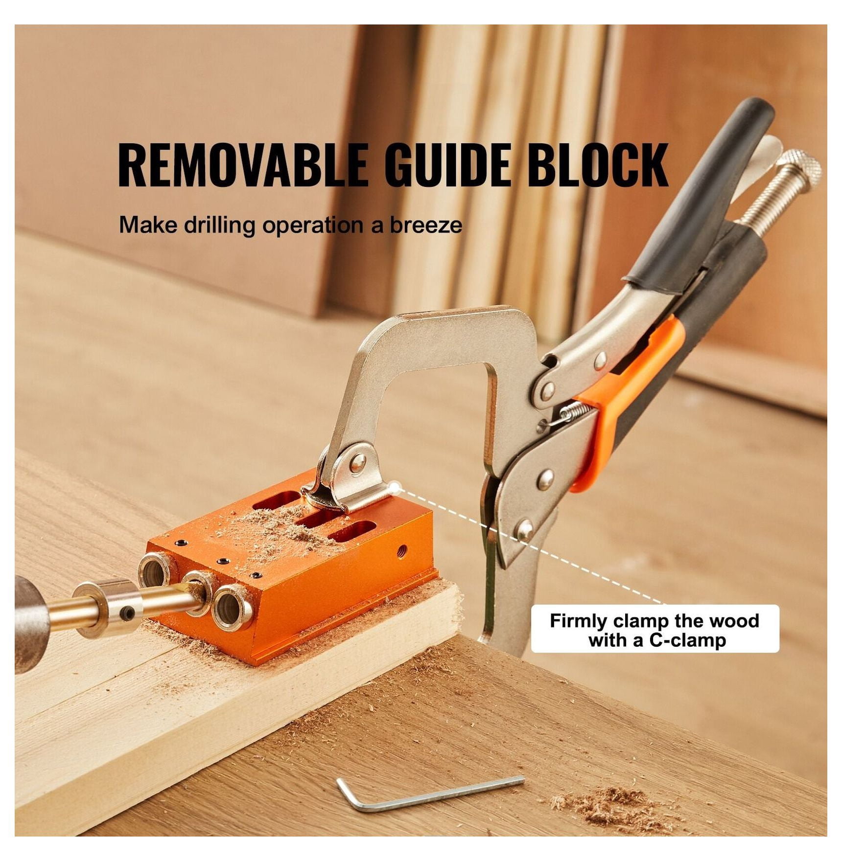 Pocket Hole Jig Set Joinery Woodworking System Adjustable Depth w/ Clamp