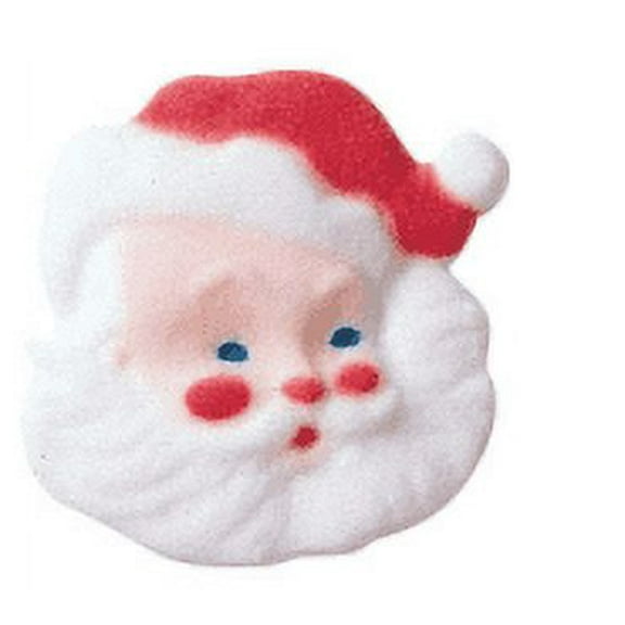 24pk Edible Small Kris Kringle (14332) 2" Edible Sugar Decoration Toppers for Cakes Cupcakes Cake Pops w. Edible Sparkle Flakes & Decorating Stickers