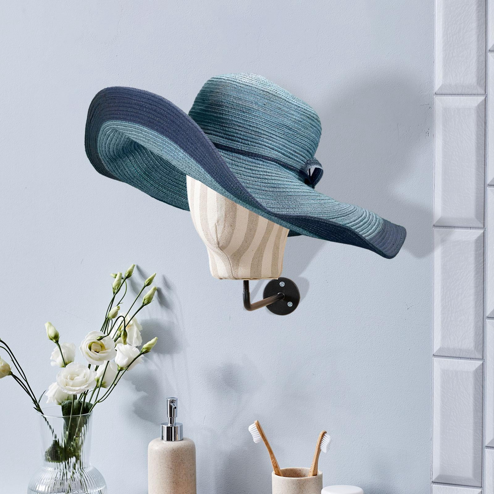 TOOYFUL Wall Mount Mannequin Head Manikin Head,Multipurpose, Display Model Storage Hanger Hanging Stand for Hats thick linen