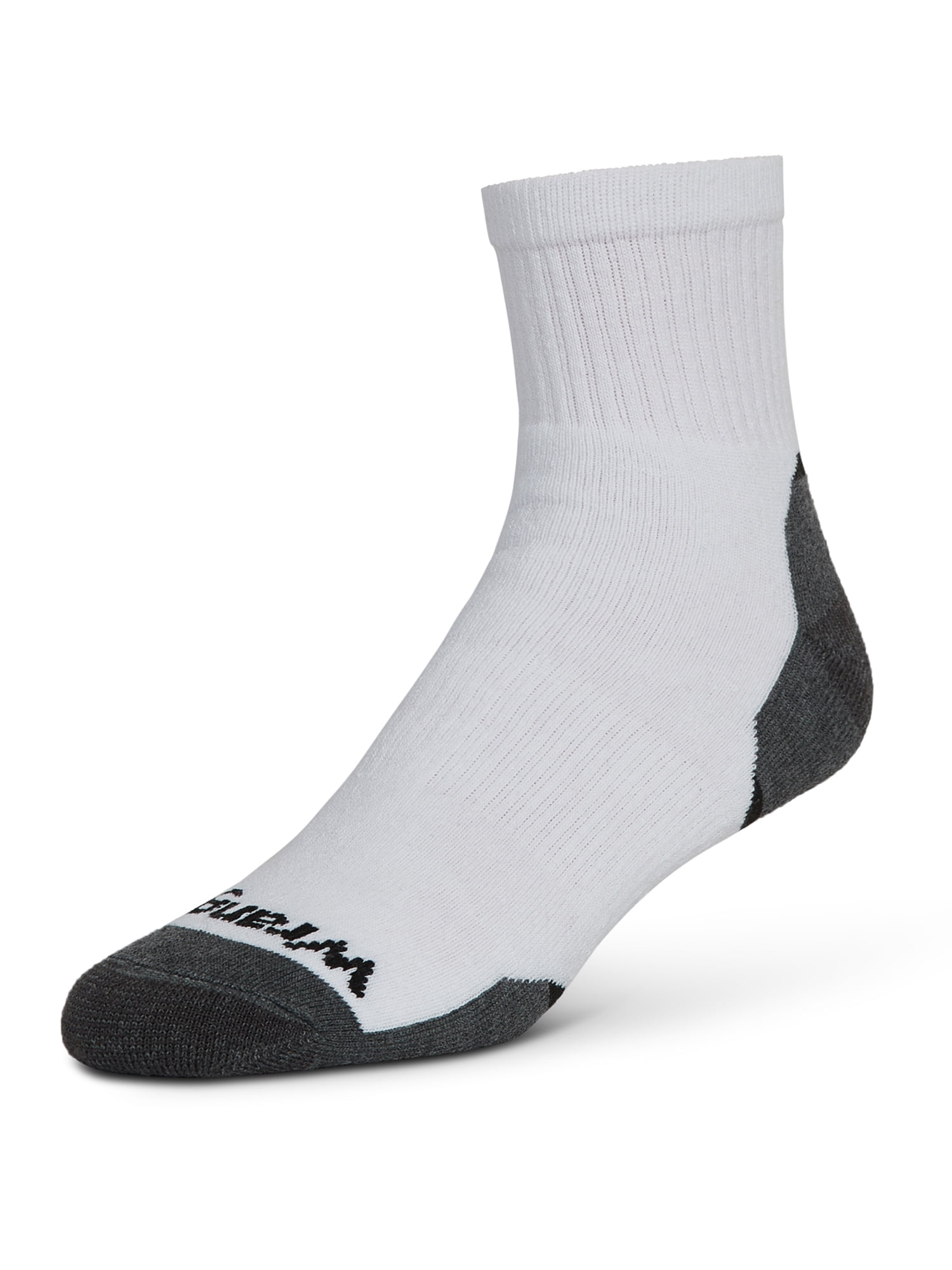 Wrangler Essential Cool Comfort Men’s Quarter Socks, Full-Cushion Crew Socks, 6-12, White, 12-Pack