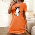 thumbnail image 2 of Tnhcen Plus Size Women's Halloween Cartoon Print Sleepwear Short Sleeve Round Neck Short Dress Soft Polyester Spandex S-2XL for Party/Home Lounging, 2 of 5