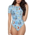thumbnail image 1 of Balery Cartoon Rocket With Space Body de cuello redondo de manga corta para mujer Tops de manga corta Tops básicos-Large, 1 of 7