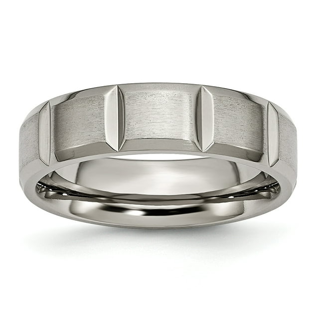 Bague en Titane 6mm Rainurée Satinée et Polie Taille 9.5