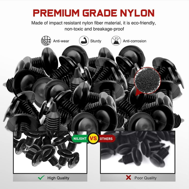 Nilight 50PCS Interior Door Panel Clips Rivet Retainer Fender