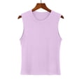 thumbnail image 4 of Tiqkatyck Tank Tops for Women Trendy Womens Turtleneck Sleeveless Shirt Solid Women's Blouse Slim Fit Short Sleeve Crew Neck Tight T Shirts Summer Tops for Women Purple M, 4 of 9