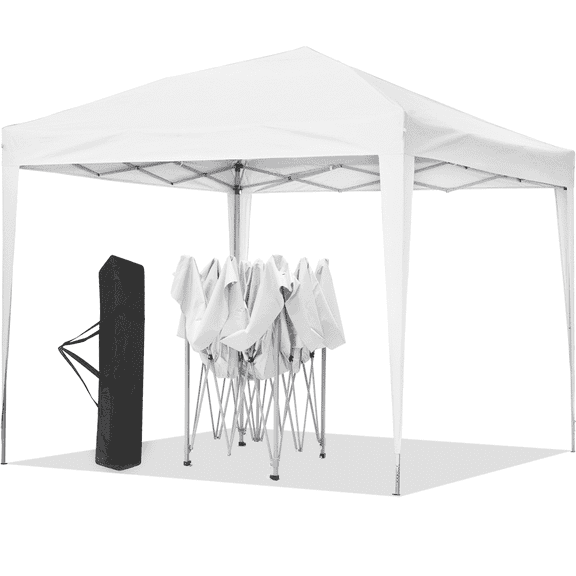 Outdoor Basic 10x10 ft Pop Up Canopy Tent Instant Shelter Pop-Up Sun Camping Tent, White