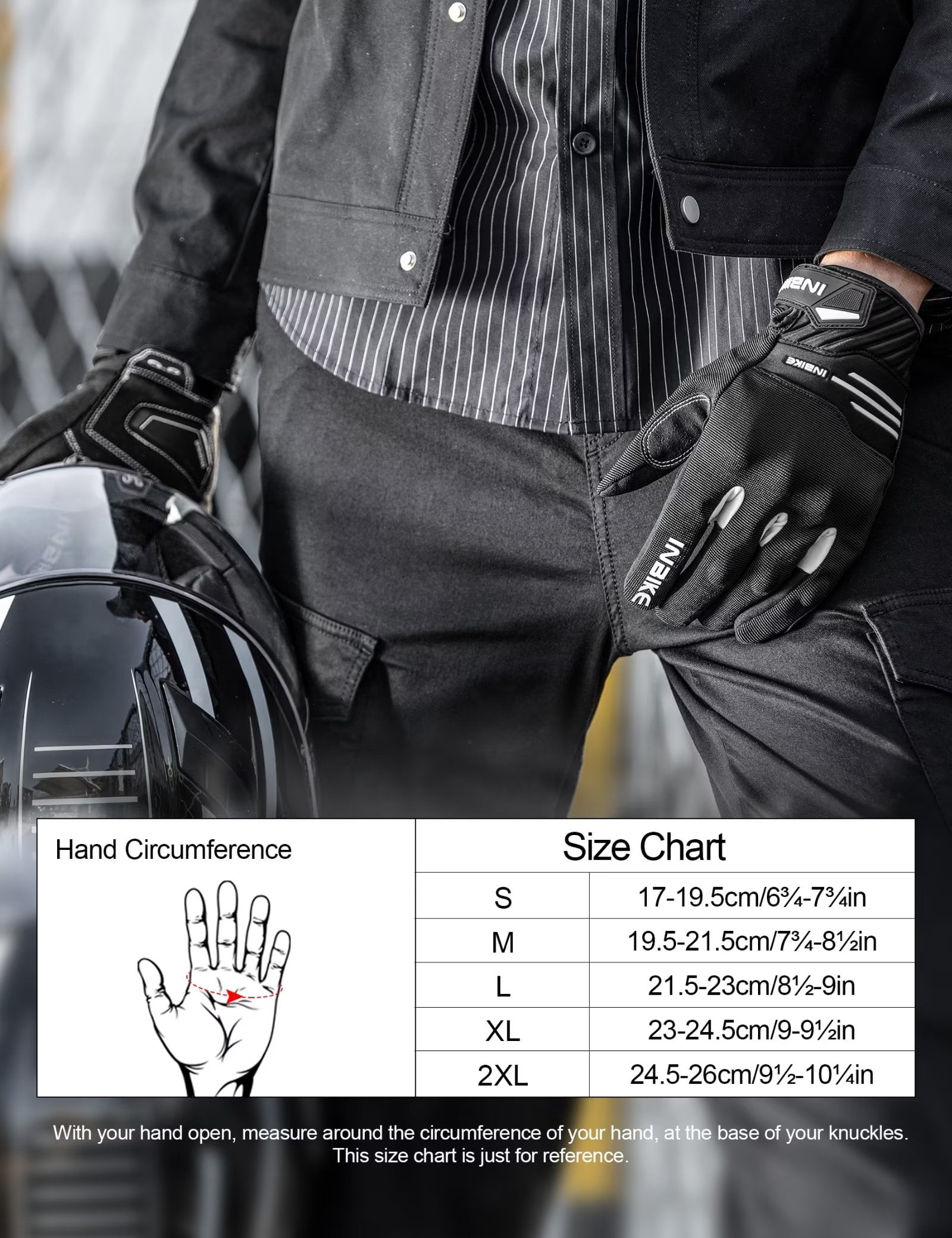 INBIKE Motorcycle Gloves MTB Touchscreen with Thicken Padded & TPR Knuckle Protection Road Bike Gloves White Medium