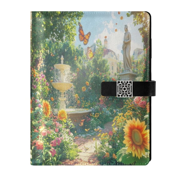 Premium Faux Leather Notebook - Refillable, Multi-Functional Organizer, 23.3x17cm, All-Season Use，Garden