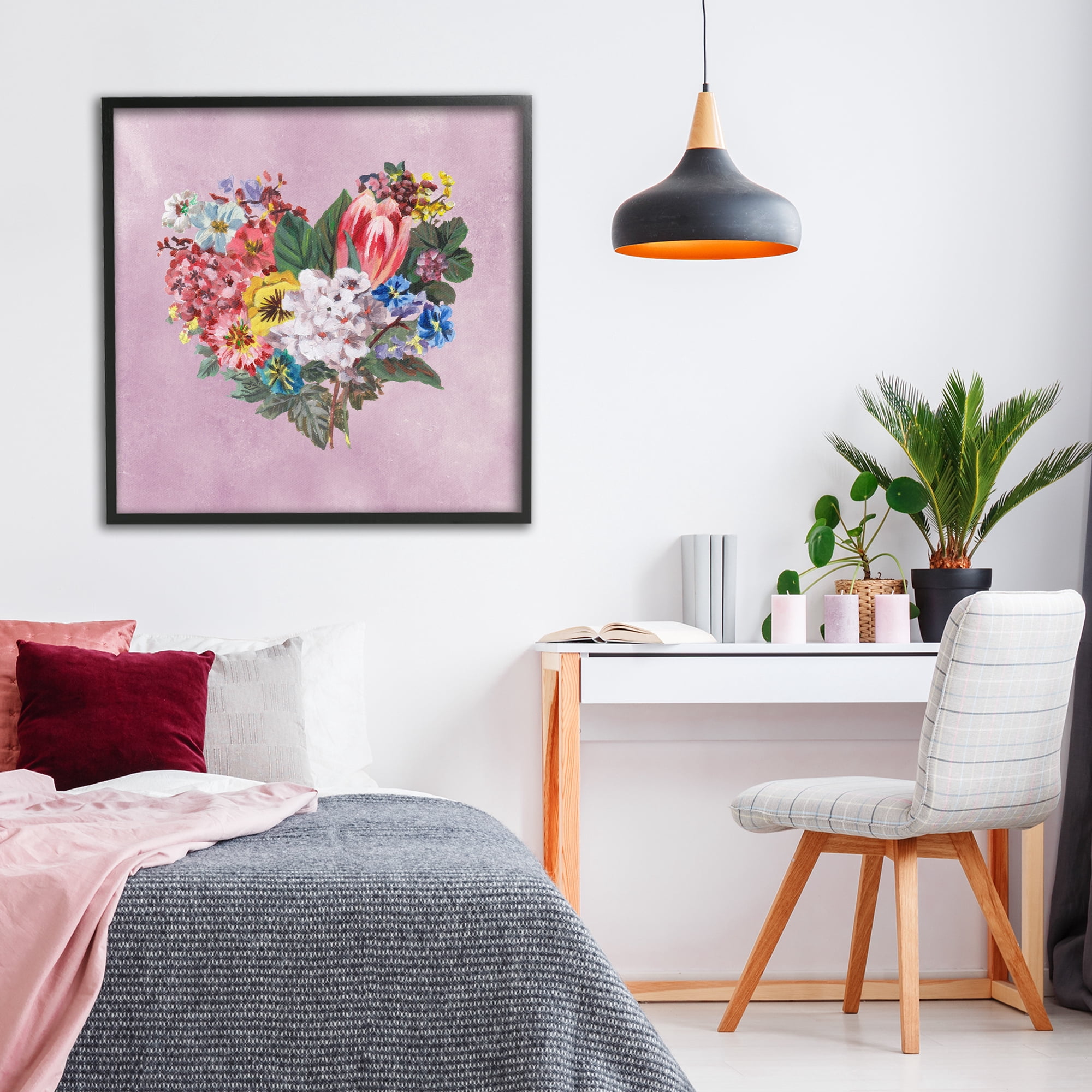 Stupell Industries Heart Shaped Garden Blooms Black Framed Giclee Art, design by Melissa Wang