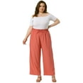 thumbnail image 3 of DARING DIVA Women's Plus Casual High Waisted Lounge Pants with Pockets 1X Brick Red, 3 of 5