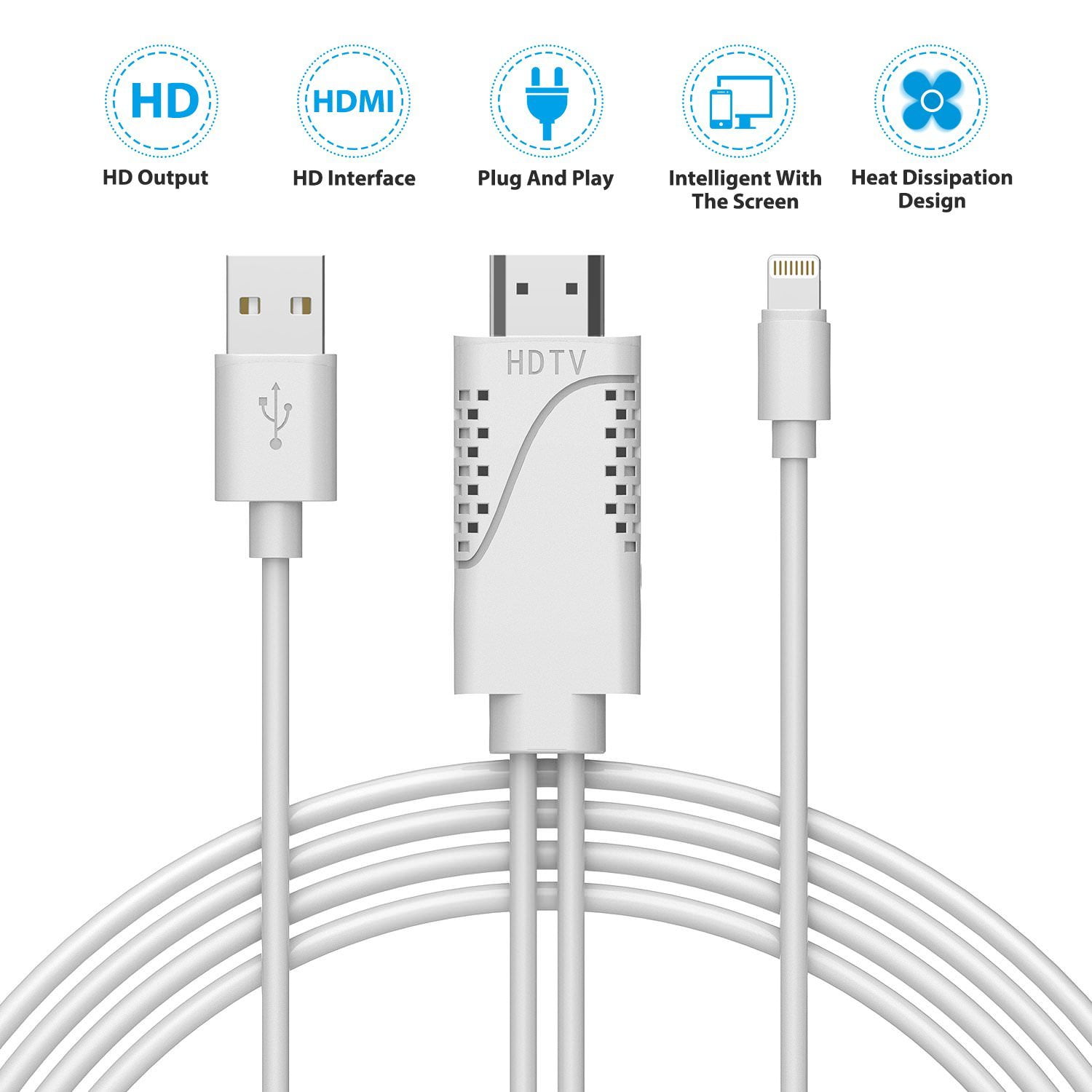 Lightning to HDMI, Vipus Lightning Digital AV to HDMI Adapter, 1080P