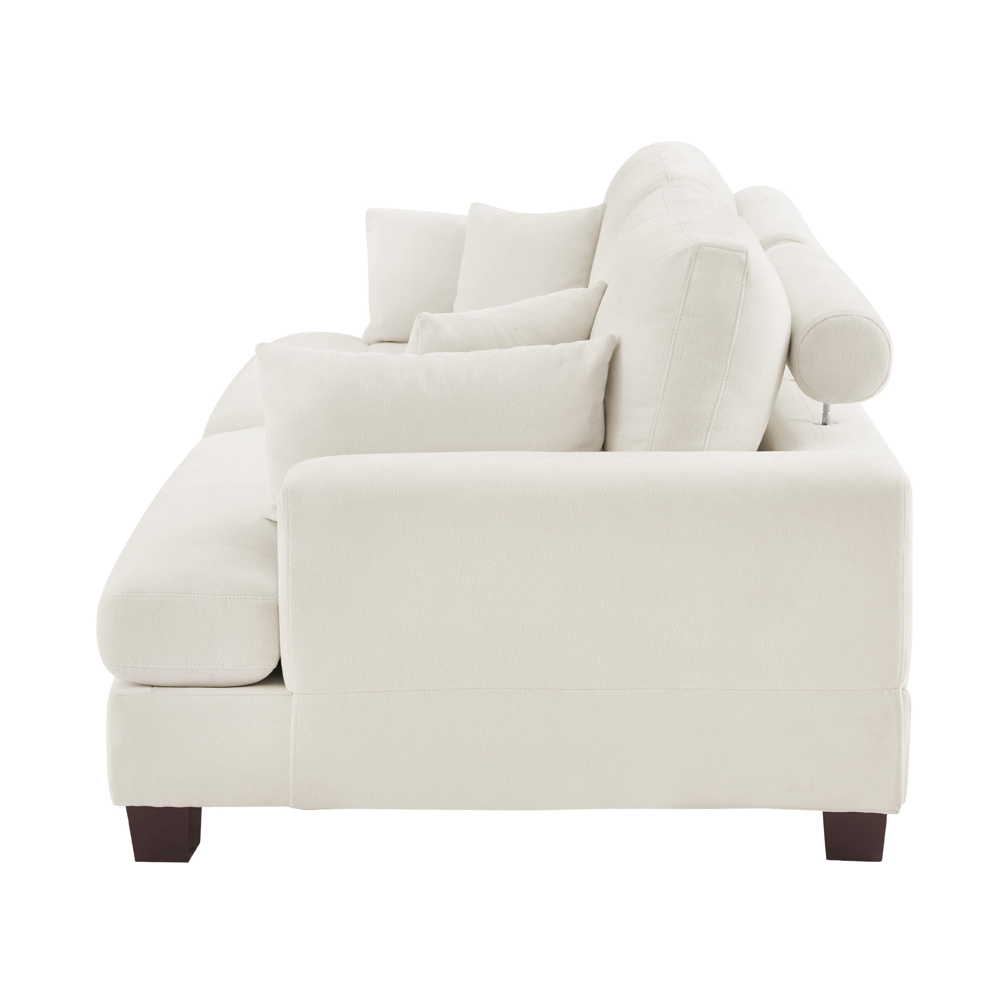 Dycanpo 3 Seater Corduroy Sectional Sofa with Pillow, 88" Upholstered White Couch, Loveseat Sofa for Living Room, Beige White