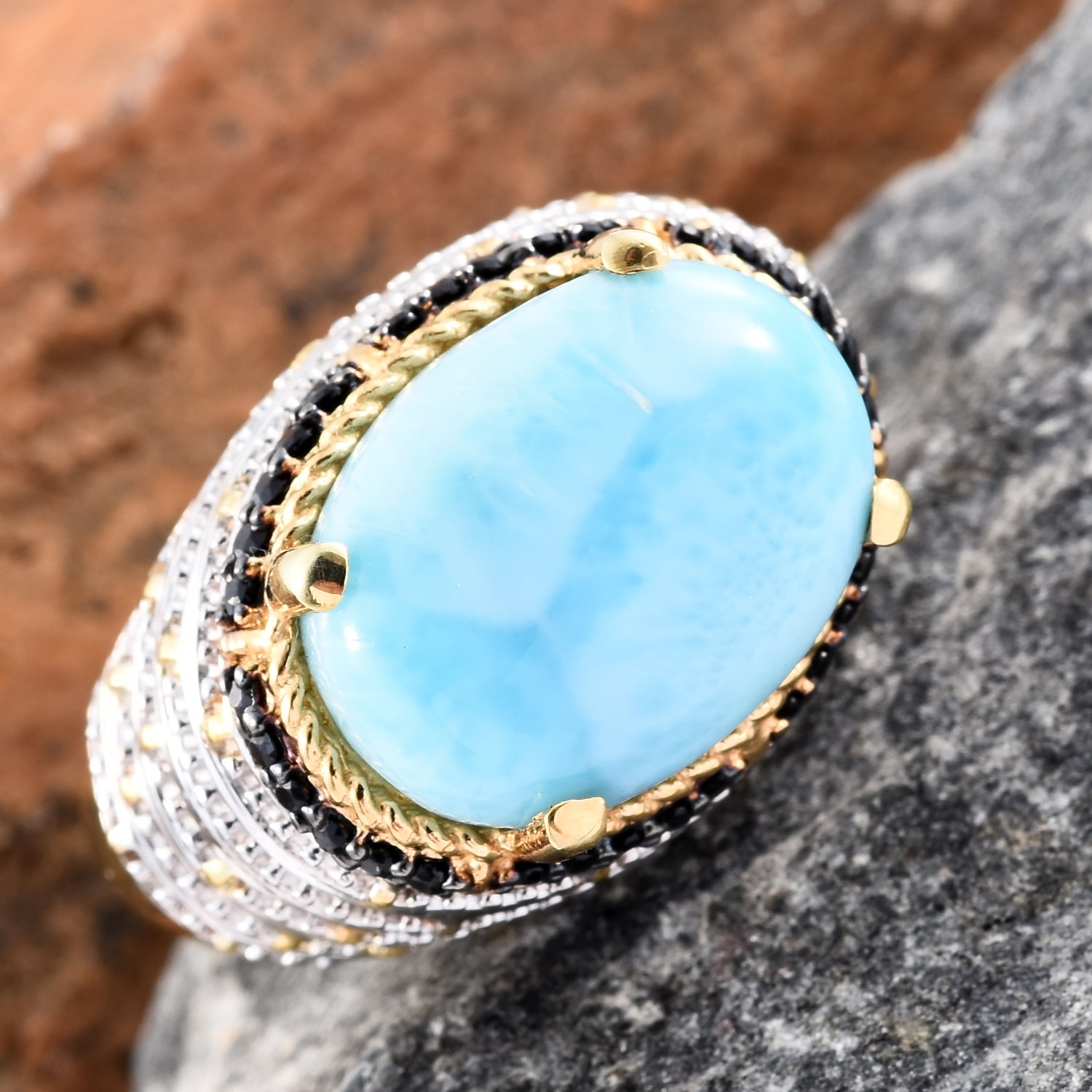 Princess Kylie Natural Larimar Clear Cubic Zirconia Crab Pendant Sterling Silver