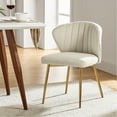 thumbnail image 3 of Modern Velvet Accent Chair Upholstered Small Vanity Chair Bedroom Living Room Tan, 3 of 11