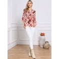 thumbnail image 4 of DARING DIVA Women's 3/4 Sleeve Button Down V Neck Casual Pleated Top XS Beige Red, 4 of 6
