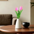 thumbnail image 2 of QWUIIOMJPY 5Pcs PU Real Touch Artificial Tulips 13.39in Barbie Pink Single Stem Fake Buds, Spring Vase Faux Blooms for Wedding Farmhouse Patio Table Decor, Value Floral Bundle, 2 of 5
