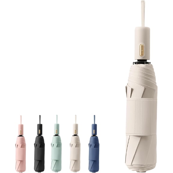 French Style Travel Compact Folding Umbrella with 7CM(2.76in) Hook and Loop Strips/8Ribs/Lightweight Portable/Auto Open Close/UV Protection/UPF 50/Parasol/Waterproof/Rain Sun/Backpack/Car/Women Kid