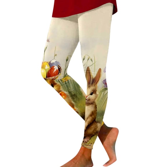 Womens Casual Loose Legging Tights Leggings For Ladies Fashion Workout Out Leggings Easter Print Color Block Pants Soft Stretchy Leggings Daily Commuting Versatile