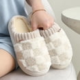 thumbnail image 3 of KAQ Unisex Checkered Plush Slippers - Warm, Fuzzy & Slip - on. Ideal for Indoor Wear, Perfect as Bedroom Shoes, 3 of 15