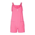 thumbnail image 6 of ZACPNCV Girls Overall Shorts Sleeveless Jumpsuits Cotton Linen Short Overalls Teen Girls Shortalls Adjustable Straps Romper Hot Pink 9-10 Years, 6 of 7