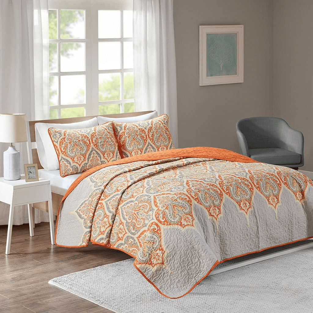 Comfort Spaces Quilt Set King Bed Size Lightweight Cotton 3Piece