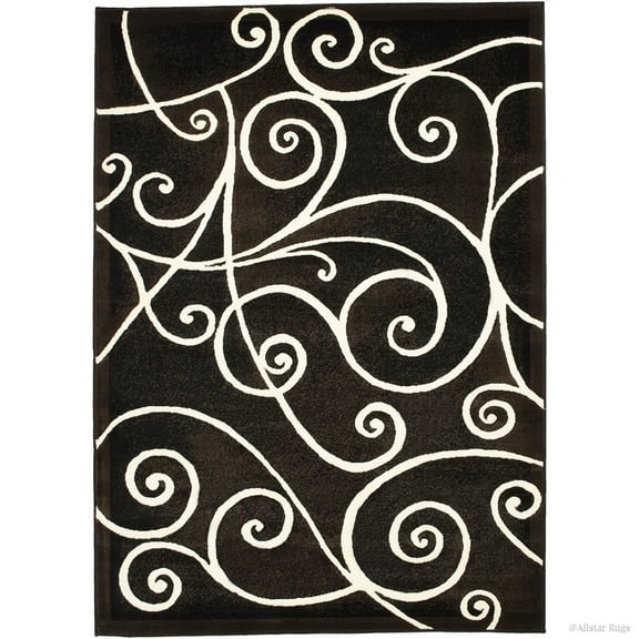 Allstar Rugs Allstar Modern Distressed Traditional Design Rug Black 7' 9"x10' 2" Geometric 8' x 10' Modern & Contemporary