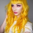 thumbnail image 1 of Baruisi Peluca amarilla ondulada larga y rizada para mujer, aspecto natural, peluca con flequillo sintético para disfraz de Halloween, 1 of 5