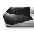 thumbnail image 3 of Galaxy Soft Flannel Fleece Blanket, Sunset in Outer Space Universe Saturn View from Planet Earth Atmosphere in Spaceship, Cozy Plush for Indoor and Outdoor Use, 70" x 90", Black Blue, by Ambesonne, 3 of 6