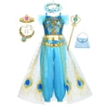 thumbnail image 1 of Vestido de princesa para niñas, disfraz de jazmín para niñas, vestido de princesa de Aladino, fiesta de cumpleaños, Cosplay, ropa de carnaval de fantasía 5-6T(130) Gao Jinjia LED, 1 of 2
