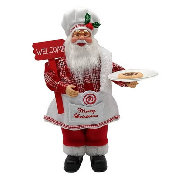 HOTYA 12'' Chef Santa Claus Figurines Merry Christmas Figure Decorations Table Decor