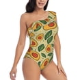 thumbnail image 3 of Pofeuu Leaves Avocado Print Women's One Piece Swimsuits One Shoulder Swimwear Asymmetric Ruffle Monokinis Bathing Suits-XX-Large, 3 of 6