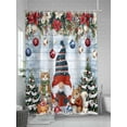thumbnail image 5 of Christmas Standard Shower Curtain Set, Waterproof Shower Curtains for Bathroom, Gnomes Poinsettia Snow Pine Tree Wooden Grain Washable Fabric Cloth Bath Curtain for Bathtub with Hooks 72x72 Inches, 5 of 6