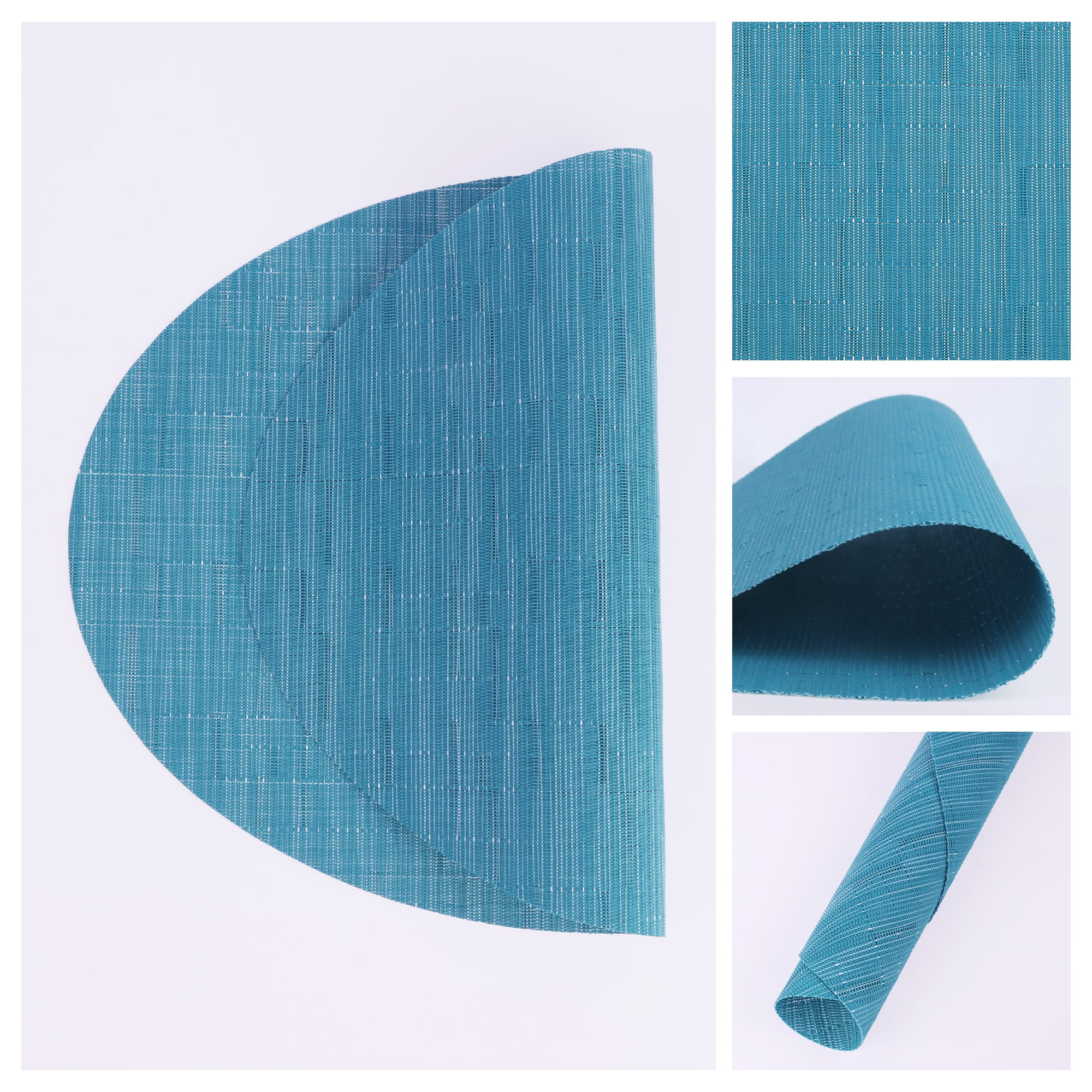 REGALWOVEN Placemats Set of 6 Oval Placemats for Kitchen Dining Table Decor Table Placemats Wipeable Table Mat Blue 18*12.5Inch