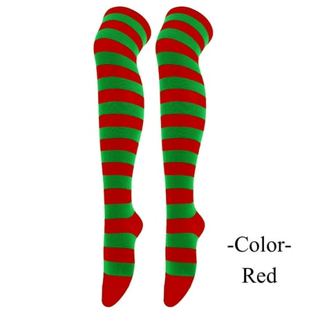 

TWIFER 1 Pair Christmas High Long Stockings For Womens Over Knee Socks Christmas Party Socks Knee High Long Striped Stocking Socks